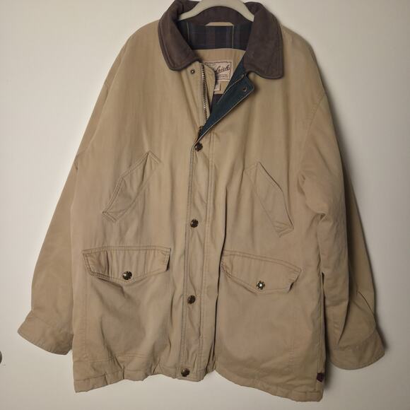 Woolrich Other - Woolrich Mens Khaki Heavy Warm Heritage Barn Chore Coat Flannel Lined Size L